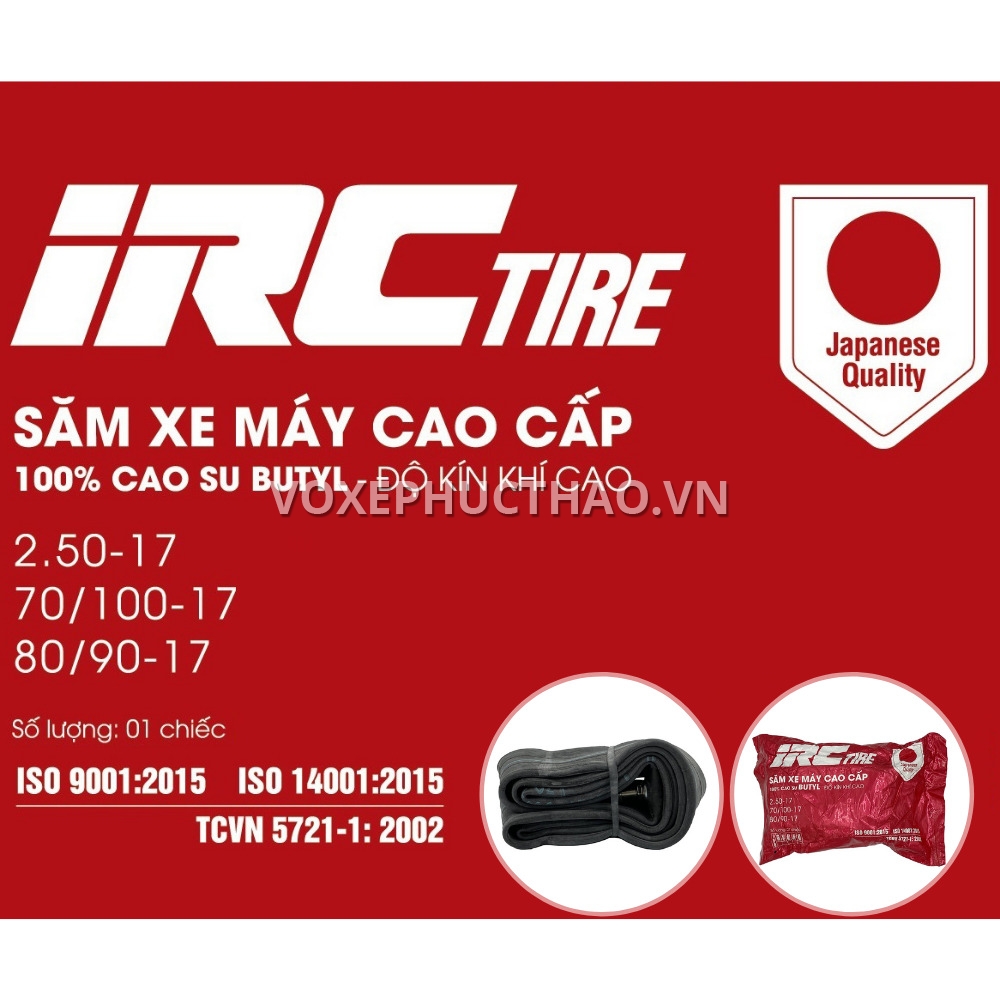 SĂM XE RUỘT XE IRC (INOUE) 2.50-17 70/100-17 80/90-17