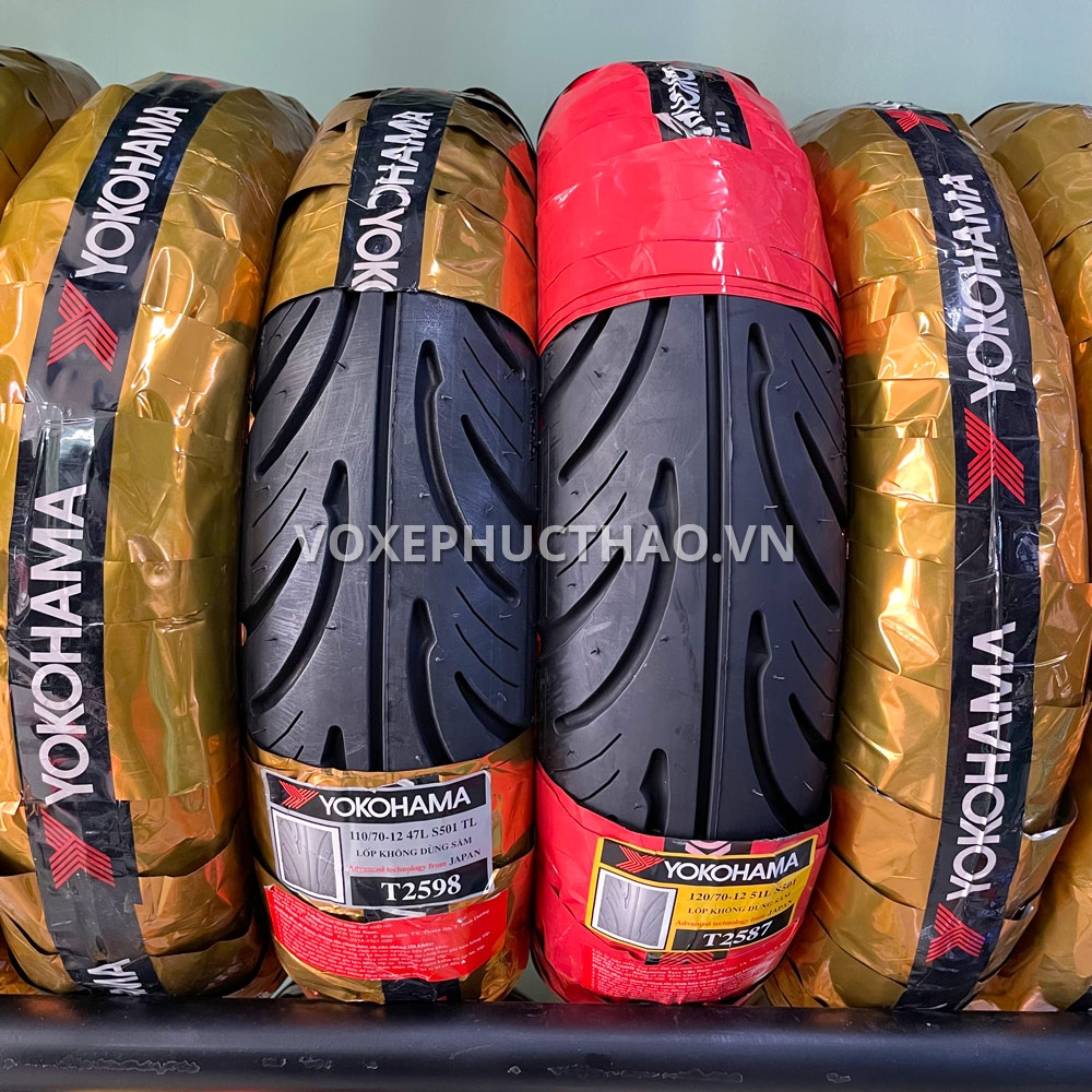 YOKOHAMA S501 TL Vỏ trước 110/70-12 TL - vỏ sau 120/70-12 TL