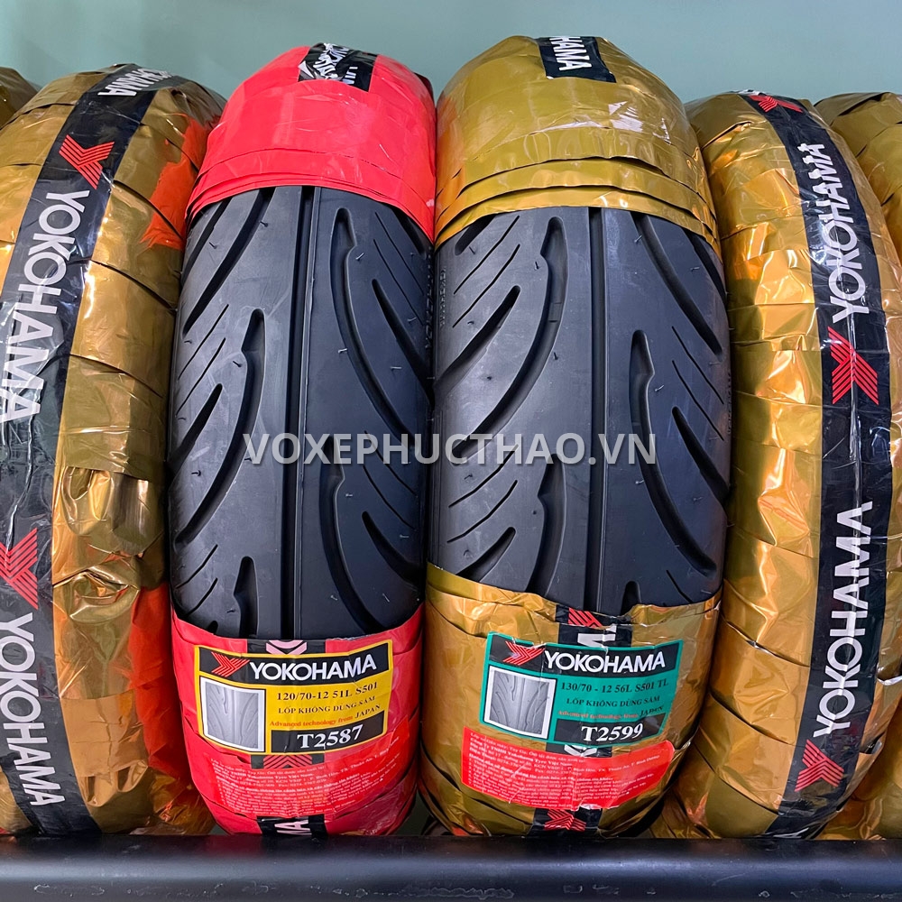 YOKOHAMA S501 TL Vỏ trước 120/70-12 TL - vỏ sau 130/70-12 TL