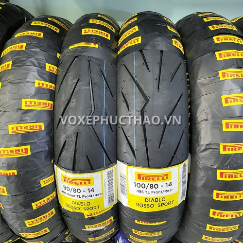 PIRELLI DIABLO ROSSO SPORT Vỏ trước 90/80-14 TL , vỏ sau 100/80-14 TL